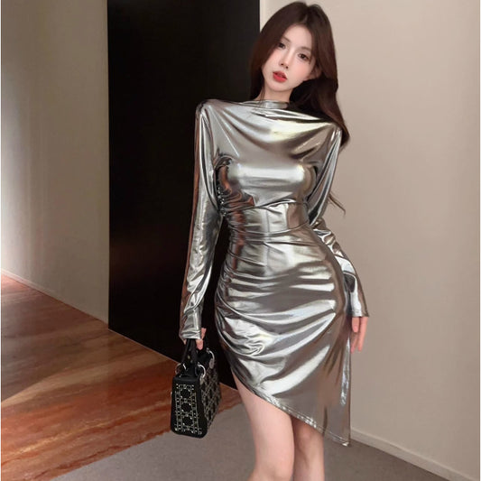 Fashionable Womens Half-turtleneck Long-sleeve Dress